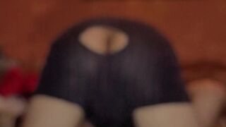 Inserting the pen in butt throughout aperture of pants