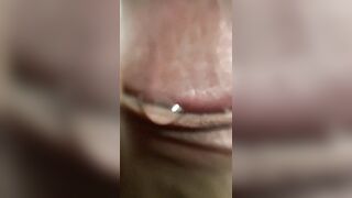 Precum oozing close up