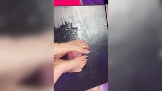 See my feet trample, bust, stomp, kick and dig my toes to my boyfrend’s oily balls and ramrod.