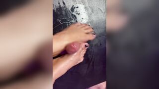 See my feet trample, bust, stomp, kick and dig my toes to my boyfrend’s oily balls and ramrod.