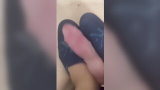 Giving the bestie footy with my blue slippers on.