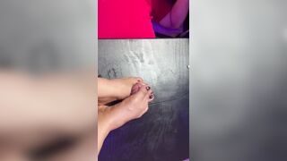 Trampling and foot jack off using my nude feet is so joy!