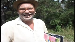 Teen Mariann Voids urine and Bangs Lewd Old man Outdoors