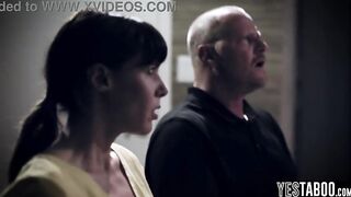 Large melons tattooed teen screws a large dong guy in her hostel in front of the warden