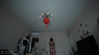 Try on fresh pants and strap