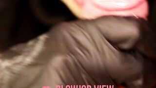 Girlfriend plays and sucks the head of my ramrod to make him cum