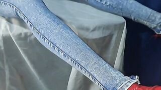 Hawt sillicone dolls legs in recent jeans leggings with legzip