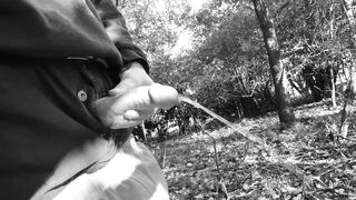 Woodland public void urine result in hard wang almost caught so I just had to stroke untill cum squirts