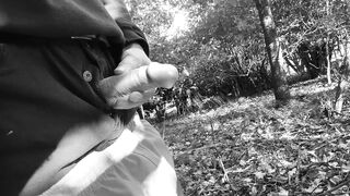 Woodland public void urine result in hard wang almost caught so I just had to stroke untill cum squirts