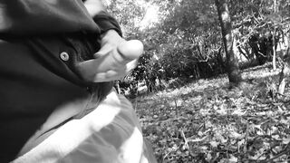 Woodland public void urine result in hard wang almost caught so I just had to stroke untill cum squirts