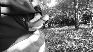 Woodland public void urine result in hard wang almost caught so I just had to stroke untill cum squirts