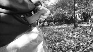 Woodland public void urine result in hard wang almost caught so I just had to stroke untill cum squirts