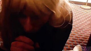 T-girl sucked ebony knob and riding her roommate