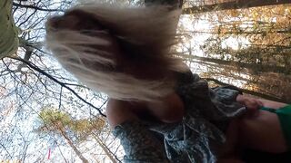 Risky Creampie and fellatio in the woods, Oozing out my cunt!