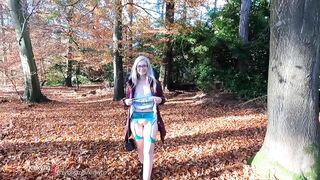 Risky Creampie and fellatio in the woods, Oozing out my cunt!