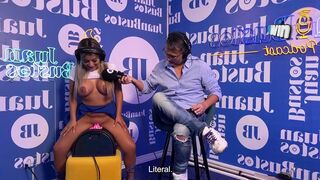 Latin babe Golden-haired Test Sybian and Sex Machine In Podcast, NatyDelgado, Juan Bustos