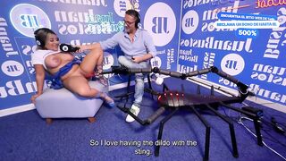 Latin babe Golden-haired Test Sybian and Sex Machine In Podcast, NatyDelgado, Juan Bustos