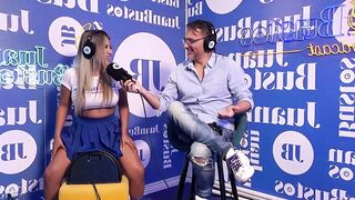 Latin babe Golden-haired Test Sybian and Sex Machine In Podcast, NatyDelgado, Juan Bustos