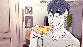 Homosexual sex over pizza