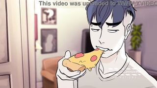 Homosexual sex over pizza
