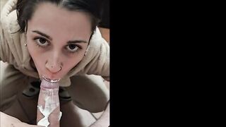 Oral pleasure with whipped cream and last ejaculation! Homemade