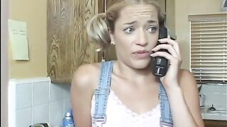 Blondie in pigtals calls chap to come over and bang her