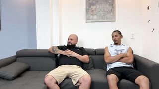 My cuckold boyfriend watches as I suck some other jock and they one as well as the other bang me until they cum on my face and in my throat - Bukake