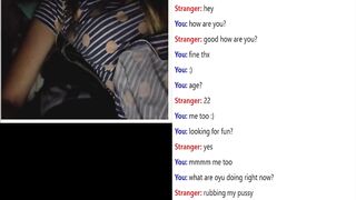 Omegle girl fingers wet pussy with sound