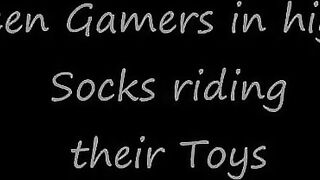 Teen Gamers in socks riding their Toys
