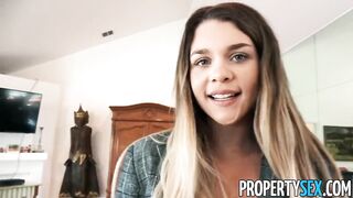 Fake Realtor Gabbie Carter Unbuttons & Seduces Divorced Homeowner with Large Bazookas Facial