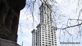 Red headed curly beauty cum with sex tool