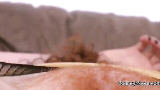 Red headed curly beauty cum with sex tool