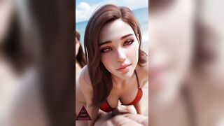 Romantic Beach FFM Trio - Gentle Oral pleasure Loving and Warm Anal Connection