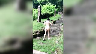 Bare hiking - steps in the forest