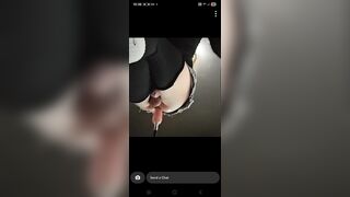 Trans babes sprays cum with intensive hands free climax from screw machine.