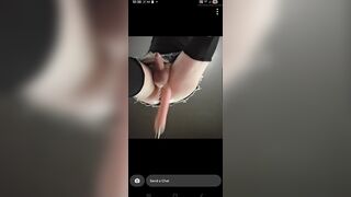 Trans babes sprays cum with intensive hands free climax from screw machine.