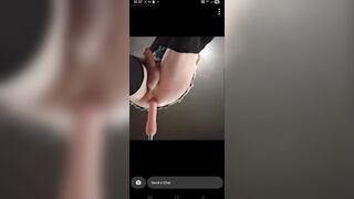 Trans babes sprays cum with intensive hands free climax from screw machine.