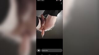 Trans babes sprays cum with intensive hands free climax from screw machine.
