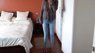 The maid's stepson jerks off watching me expose myself and craves to bang me