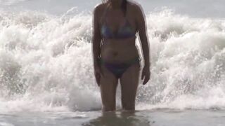 My wife & her stepsister, aged, curly, show off on the beach, wanna screw, wanna watch dicks