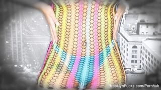 Golden-haired Brooklyn gets a load on her massive melons