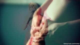 Nice-looking in pink Britney teases and masturbates