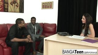 Concupiscent bitch takes on 2 large ebony dicks