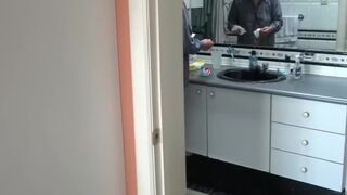 Double camera, stepson cums in my booty with jeans on, full milk