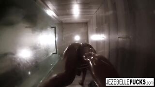 Hot Jezebelle Bond films herself taking a washroom