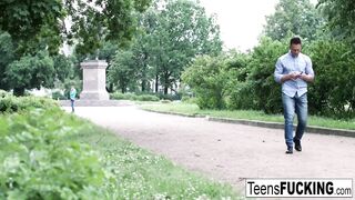 Cute Aleksandra meets him in the park for creampie pleasure
