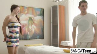 Youthful and lovely brunette hair gets tempted by the masseuse