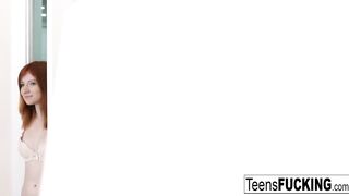 Teen redhead Anna treats him to some anal pleasure