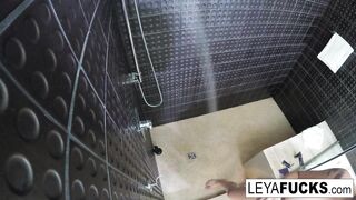 After a bawdy bang session Leya Falcon washes the foul off