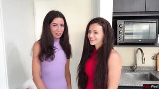 Excited Neighbors Ask for Cum on Their Cute Faces for Public Cumwalk